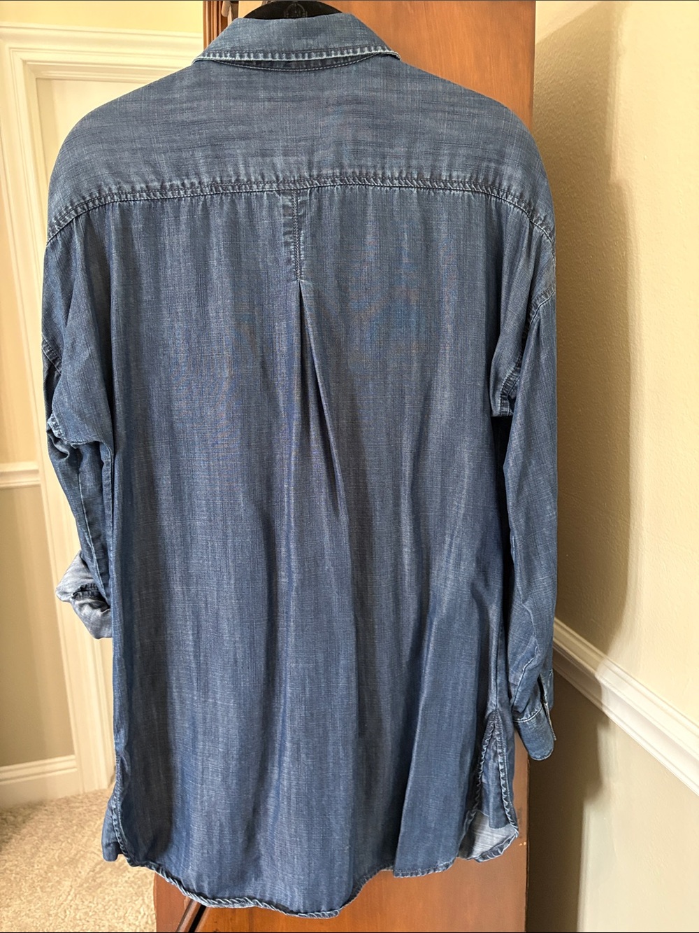 Coldwater Creek Medium Tencel Denim Button-Up Tunic Long or Tab Rollup Sleeves - Picture 2 of 10